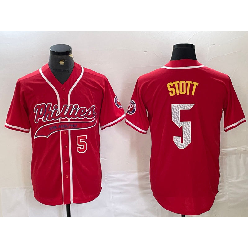 Philadelphia Phillies #5 Bryson Stott Number Red MIKSHPS Cool Base Stitched Jerseys
