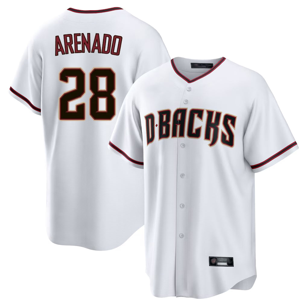 Arizona Diamondbacks #28 Nolan Arenado Player White MIKSHPS Home Game Stitched Jerseys