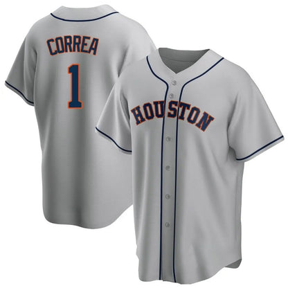Houston Astros #1 Carlos Correa Player Gray MIKSHPS Home Game Stitched Jerseys
