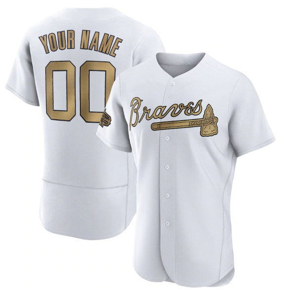 Custom Atlanta Braves Active Player White MIKSHPS 2022 All-Star Flex Base Stitched Jersey
