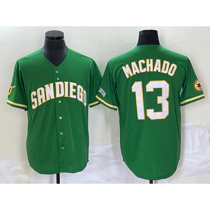 San Diego Padres #13 Manny Machado Green MIKSHPS Cool Base Stitched Jersey 2