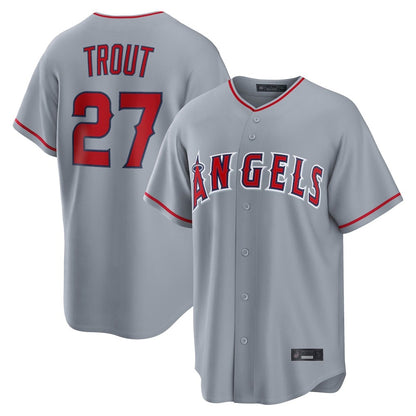 Los Angeles Angels #27 Mike Trout Player Gray MIKSHPS Home Game Stitched Jerseys