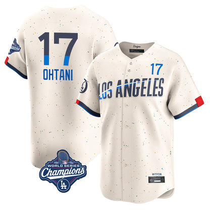 Los Angeles Dodgers #17 Shohei Ohtani Player Cream MIKSHPS World Series Meet City Connect Limited Home Stitched Jerseys