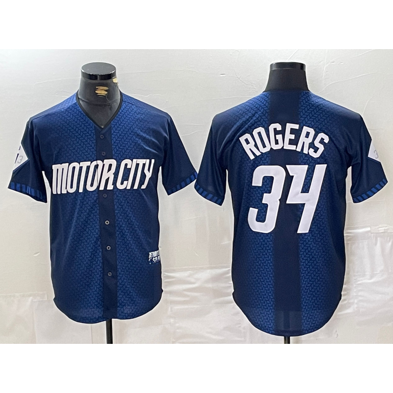 Detroit Tigers #34 Jake Rogers 2024 Navy MIKSHPS City Connect Cool Base Limited Stitched Jersey 2