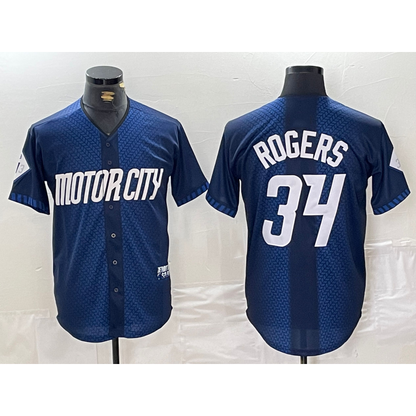 Detroit Tigers #34 Jake Rogers 2024 Navy MIKSHPS City Connect Cool Base Limited Stitched Jersey 2