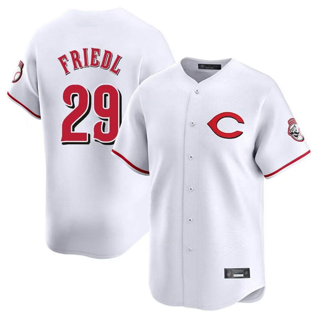 Cincinnati Reds #29 TJ Friedl Player White MIKSHPS Limited Home Stitched Jerseys