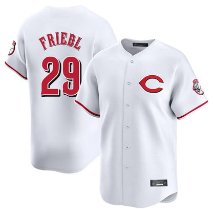 Cincinnati Reds #29 TJ Friedl Player White MIKSHPS Limited Home Stitched Jerseys