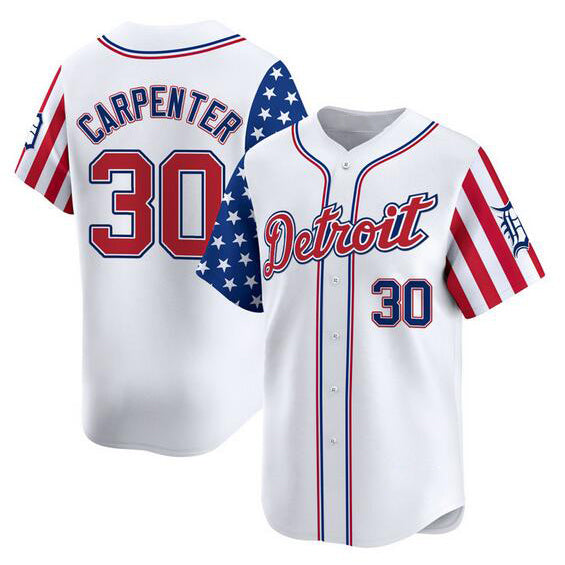 Detroit Tigers #30 Kerry Carpenter White MIKSHPS 2025 Independence Day Vapor Premier Limited Stitched Jersey