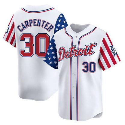 Detroit Tigers #30 Kerry Carpenter White MIKSHPS 2025 Independence Day Vapor Premier Limited Stitched Jersey
