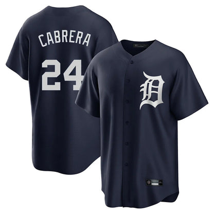 Detroit Tigers #24 Miguel Cabrera Player Navy MIKSHPS Game Home Stitched Jerseys
