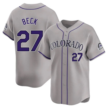 Colorado Rockies #27 Jordan Beck Player Gray MIKSHPS Limited Home Stitched Jerseys