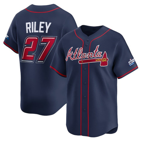 Atlanta Braves #27 Austin Riley Navy MIKSHPS 2025 Speedway Classic Alternate Limited Stitched Jersey