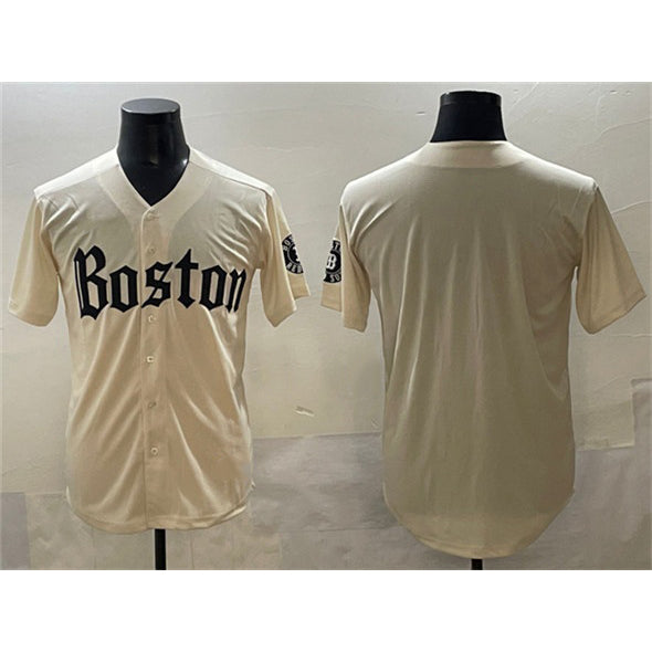 Boston Red Sox Blank Cream MIKSHPS Gothic Vapor Limited Stitched Jersey
