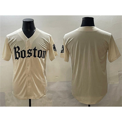 Boston Red Sox Blank Cream MIKSHPS Gothic Vapor Limited Stitched Jersey