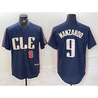 Cleveland Guardians #9 Kyle Manzardo Number Navy MIKSHPS 2024 City Connect Limited Stitched Jersey