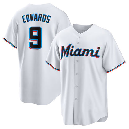 Miami Marlins #9 Xavier Edwards White MIKSHPS Home Replica Jersey