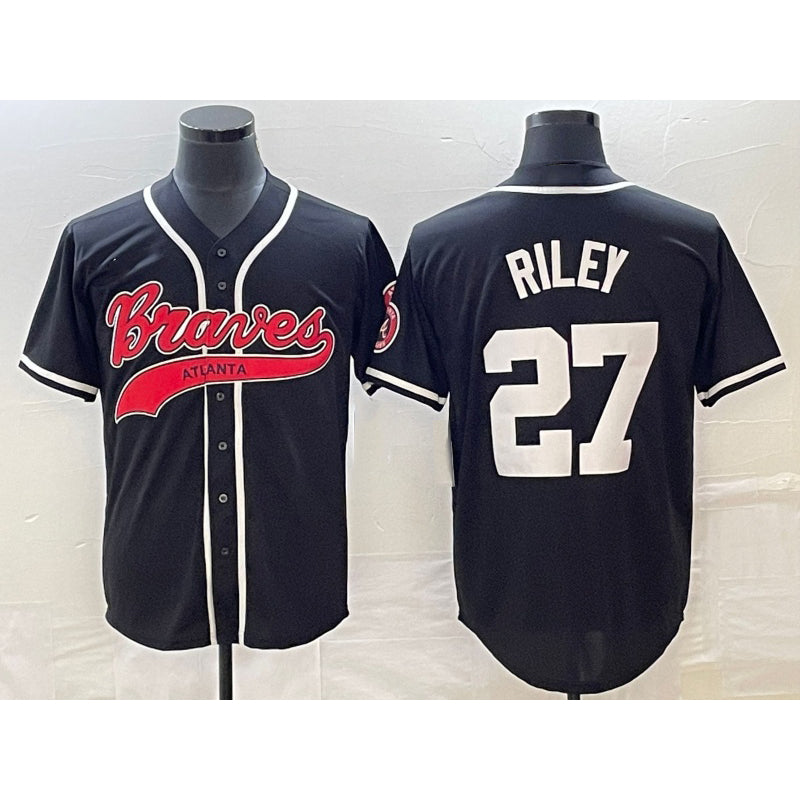 Atlanta Braves #27 Austin Riley Black MIKSHPS Cool Base Stitched Jersey