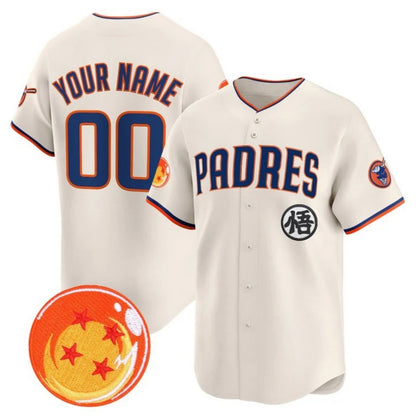 Custom San Diego Padres x Dragon Ball Cream MIKSHPS Vapor Premier Limited Jersey - All Stitched