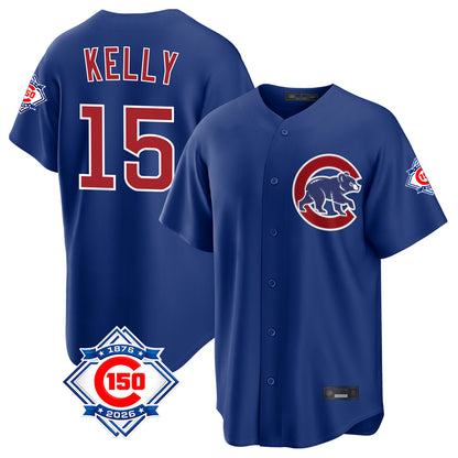 Chicago Cubs #15 Carson Kelly Player Royal MIKSHPS 150th Anniversary Home Game Stitched Jerseys