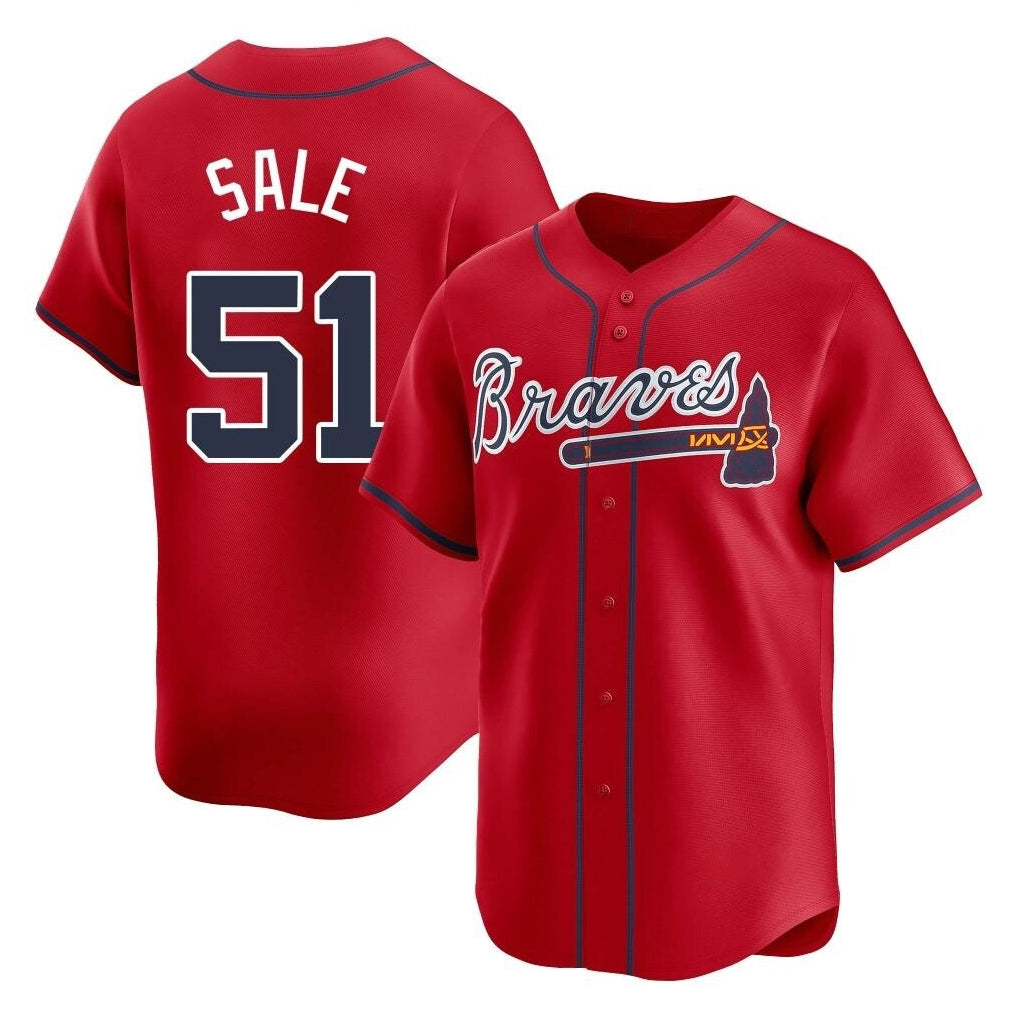 Atlanta Braves #51 Chris Sale Player Red MIKSHPS Limited Home Game Stitched Jerseys