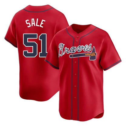 Atlanta Braves #51 Chris Sale Player Red MIKSHPS Limited Home Game Stitched Jerseys
