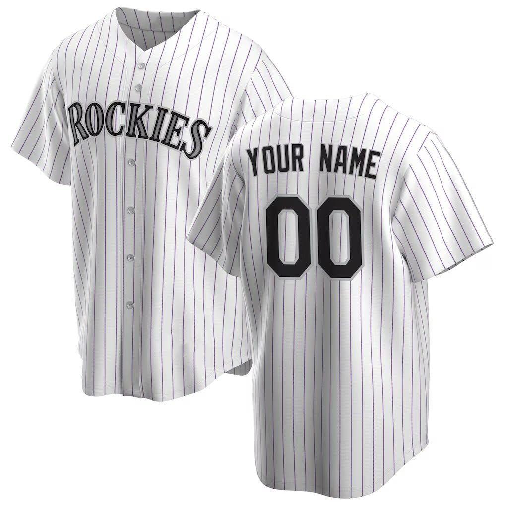 Custom Colorado Rockies White MIKSHPS Home Replica Jersey