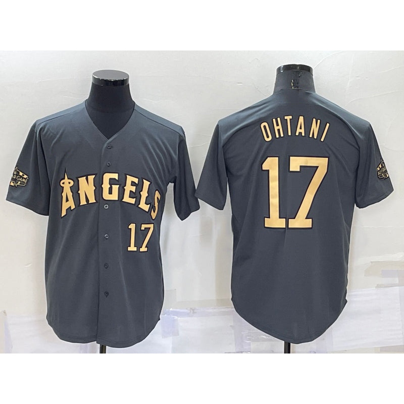 Los Angeles Angels #17 Shohei Ohtani Number Grey MIKSHPS 2022 All Star Stitched Cool Base Jersey