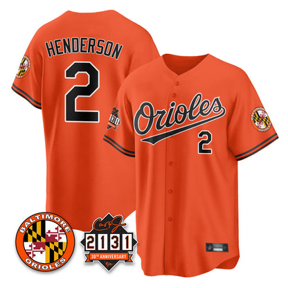 Baltimore Orioles #2 Gunnar Henderson Player Orange MIKSHPS 30th Anniversary of 2131 Home Game Stitched Jerseys