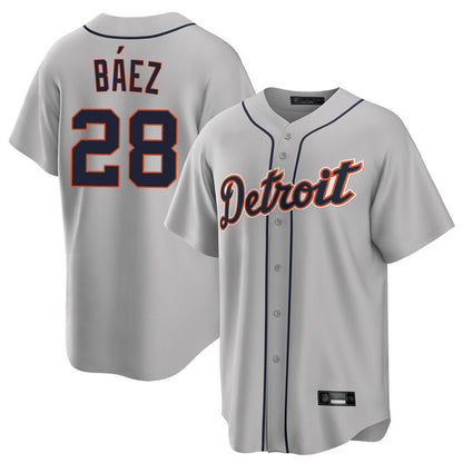 Detroit Tigers #28 Javier Baez Player Gray MIKSHPS Home Game Stitched Jerseys