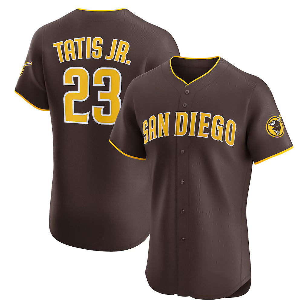 San Diego Padres #23 Fernando Tatis Jr. Brown MIKSHPS Road Elite Jersey