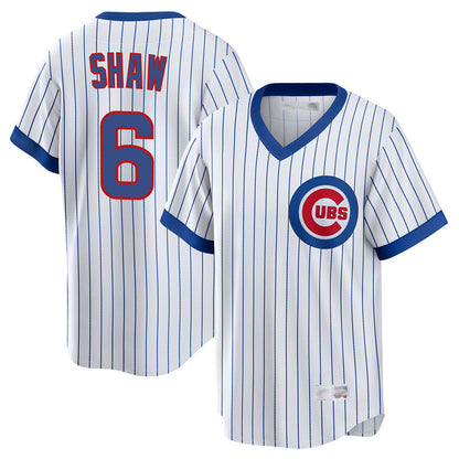 Chicago Cubs #6 Matt Shaw Player White MIKSHPS T-shirt Cooperstown Collection Limited Stitched Jerseys