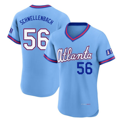 Atlanta Braves #56 Spencer Schwellenbach Player Powder Blue MIKSHPS 2026 City Connect T-shirt Limited Elite Home Game Stitched Jerseys