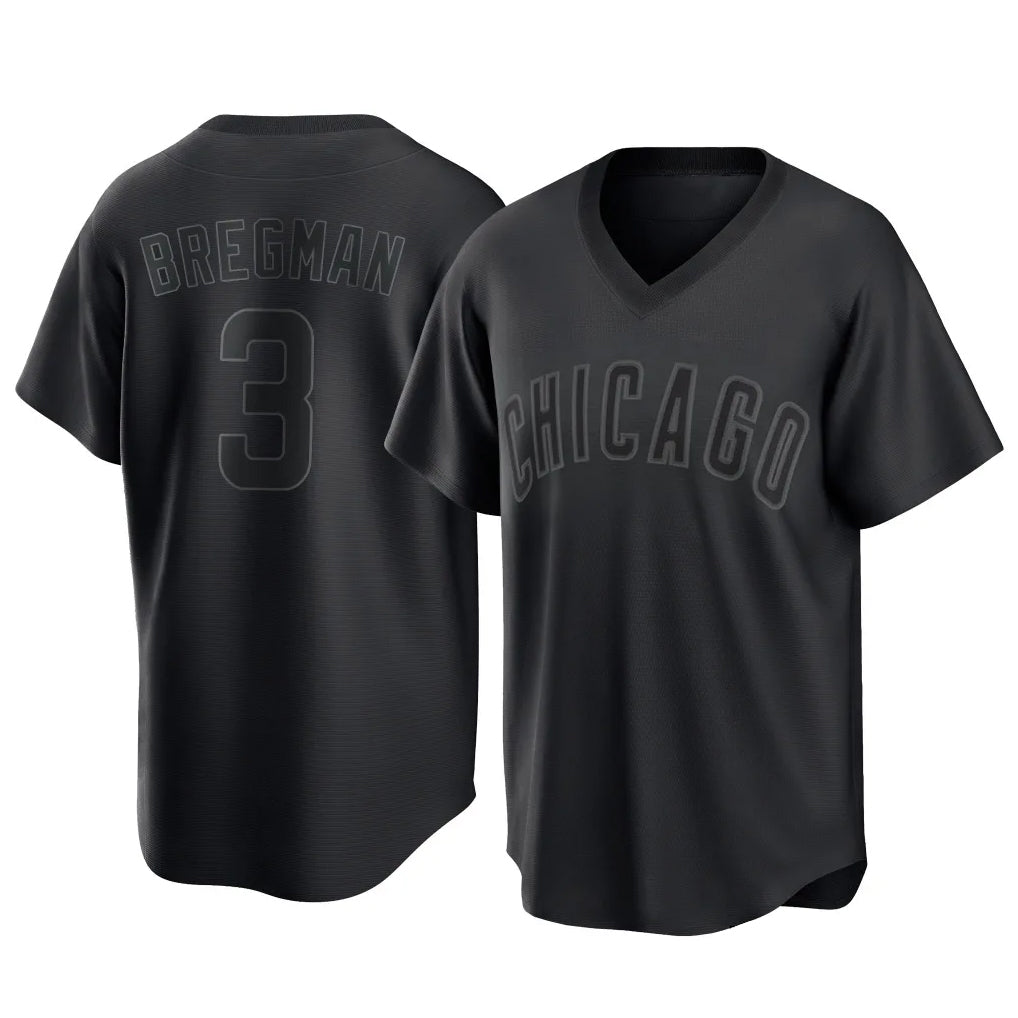 Chicago Cubs #3 Alex Bregman Player Black MIKSHPS T-shirt Home Game Stitched Jerseys
