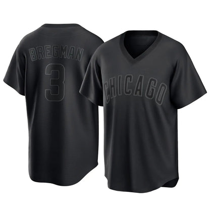 Chicago Cubs #3 Alex Bregman Player Black MIKSHPS T-shirt Home Game Stitched Jerseys