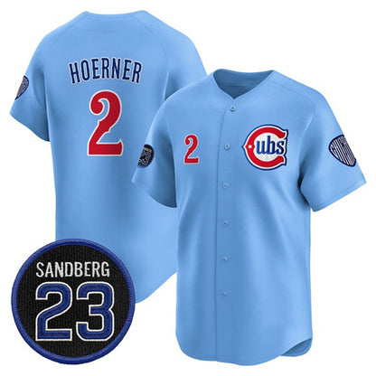 Chicago Cubs #2 Nico Hoerner Blue MIKSHPS 'Ryne Sandberg Tribute' Vapor Limited V2 Stitched Jersey