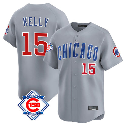 Chicago Cubs #15 Carson Kelly Player Gray MIKSHPS Road 150th Anniversary Limited Home Stitched Jerseys