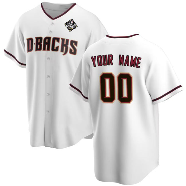 Custom Arizona Diamondbacks Active Player White MIKSHPS 2023 World Series Home Cool Base Stitched Jersey