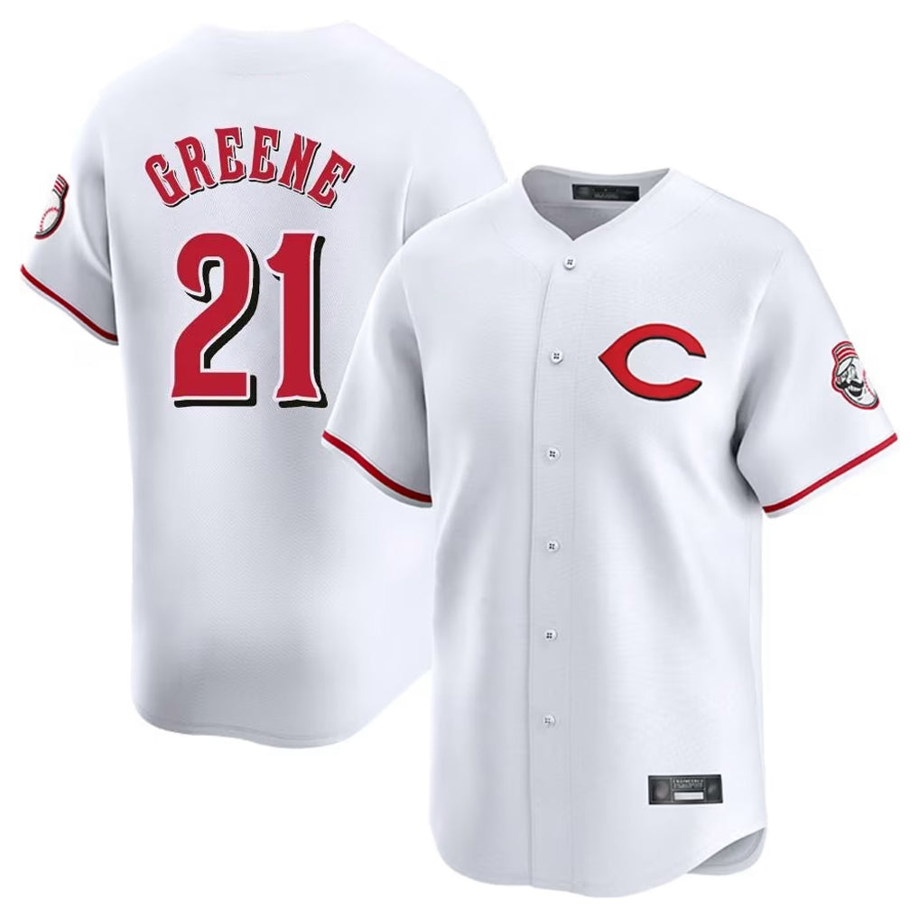 Cincinnati Reds #21 Hunter Greene Player White MIKSHPS Limited Home Stitched Jerseys