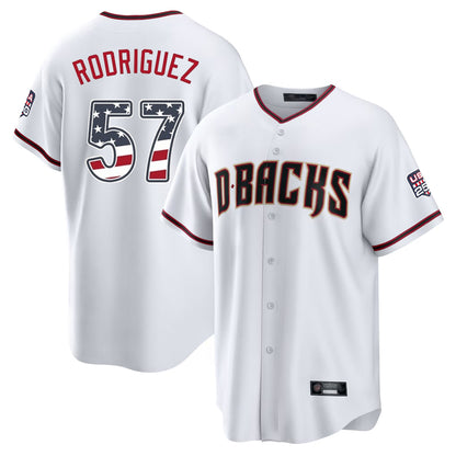 Arizona Diamondbacks #57 Eduardo Rodriguez Player White MIKSHPS USA 250 Fourth of July Home Game Stitched Jerseys