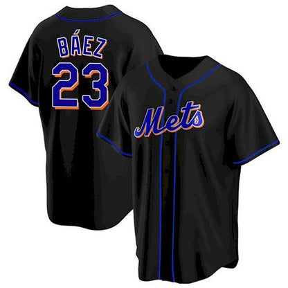 New York Mets #23 Javier Baez Black MIKSHPS Replica Jersey