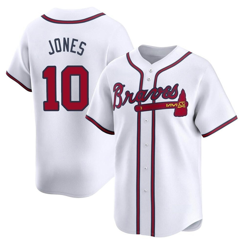 Atlanta Braves #10 Chipper Jones Player White MIKSHPS Limited Home Game Stitched Jerseys