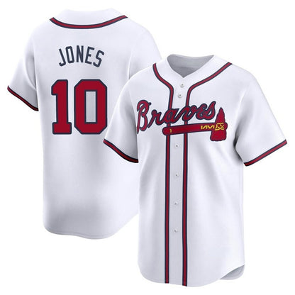 Atlanta Braves #10 Chipper Jones Player White MIKSHPS Limited Home Game Stitched Jerseys