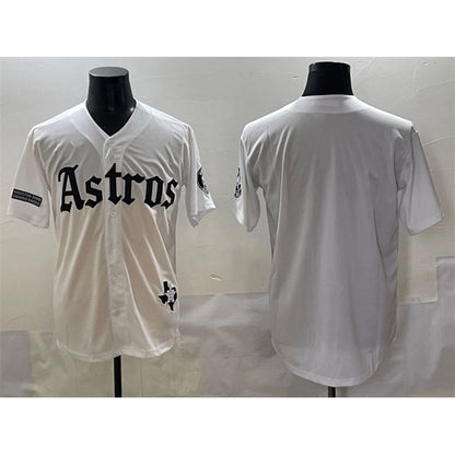 Houston Astros Blank White MIKSHPS Gothic 'Houston Born Barrio Raised' Limited Stitched Jersey