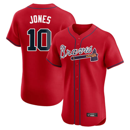 Atlanta Braves #10 Chipper Jones Player Red MIKSHPS Limited Elite Home Game Stitched Jerseys