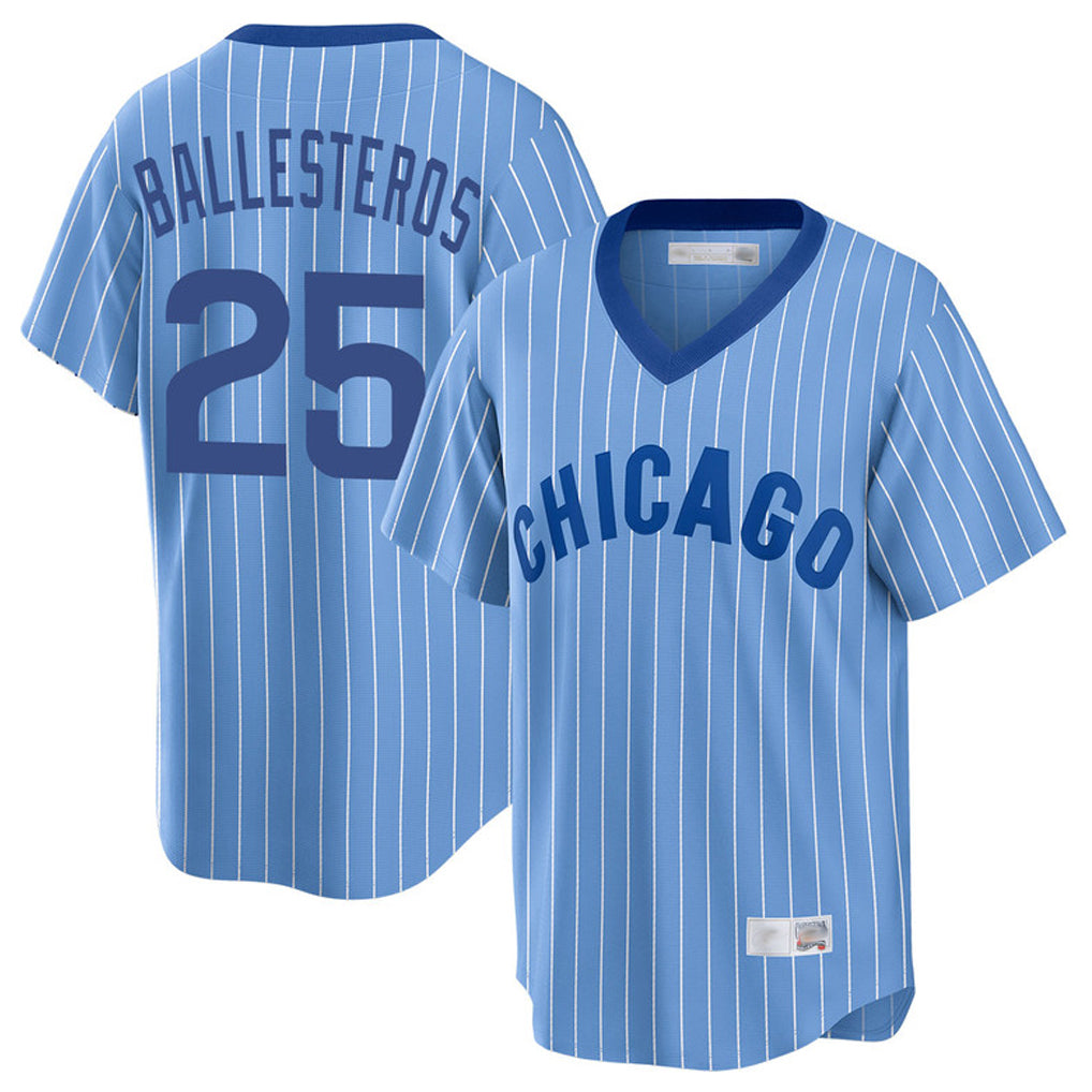 Chicago Cubs #25 Moises Ballesteros Player Blue MIKSHPS T-shirt Cooperstown Collection Limited Stitched Jerseys