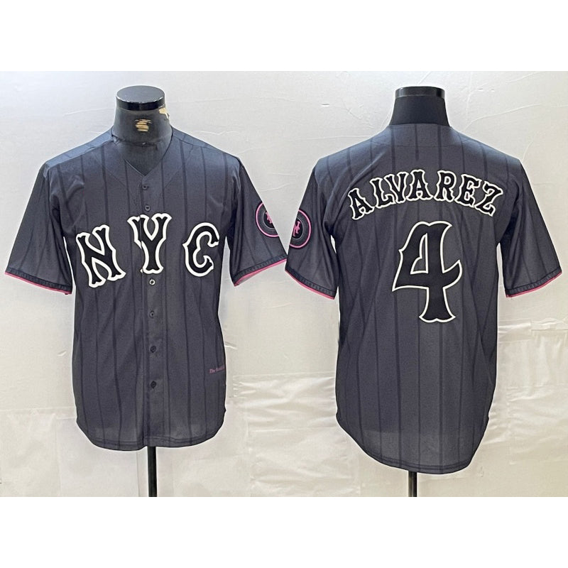 New York Mets #4 Francisco Alvarez Gray MIKSHPS 2024 City Connect Cool Base Stitched Jersey