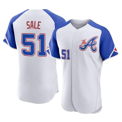 Atlanta Braves #51 Chris Sale Player White MIKSHPS City Connect Limited Elite Home Game Stitched Jerseys