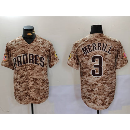 San Diego Padres #3 Jackson Merrill Camo MIKSHPS Cool Base Stitched Jersey