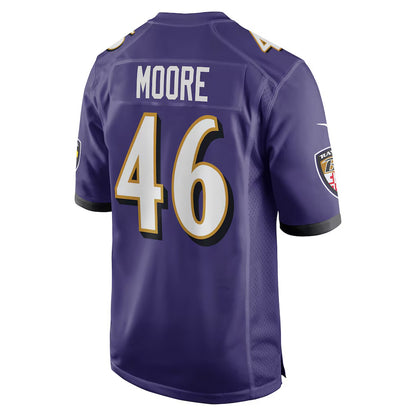 B.Ravens #46 Nick Moore Purple MIKSHPS Game Jersey