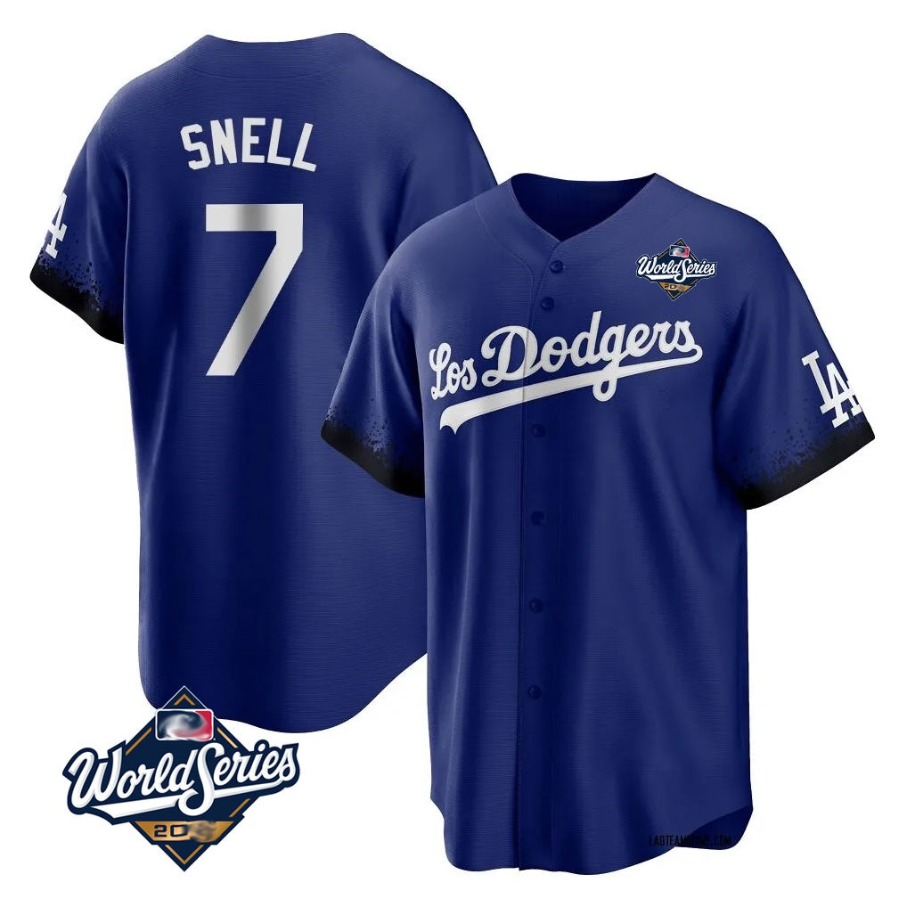 Los Angeles Dodgers #7 Blake Snell Player Royal MIKSHPS City Connect Game World Series Stitched Jerseys
